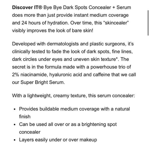 🌷 IT Cosmetics Fair Light 11 Bye Bye Dark Spots Concealer + Serum FullSz - Picture 10 of 14